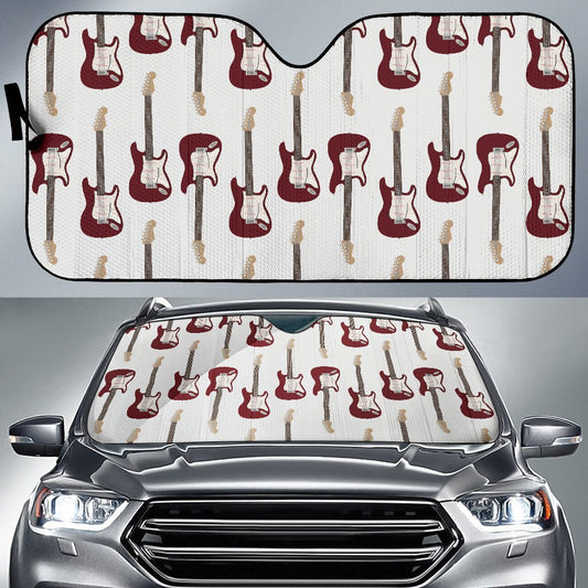 Bass Guitar Pattern Print Design 03 Car Sun Shade-JORJUNE.COM