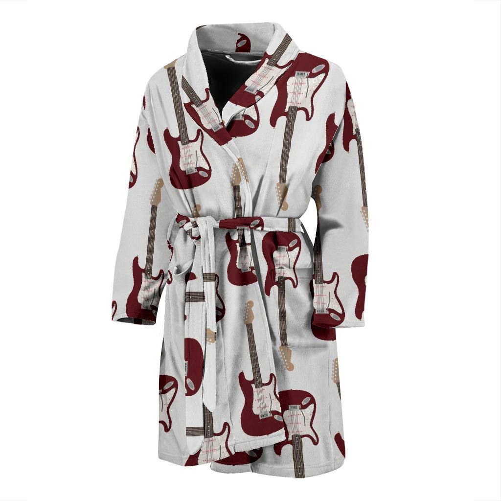 Bass Guitar Pattern Print Design 03 Men Bathrobe-JORJUNE.COM