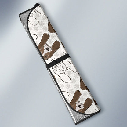 Basset Hound Pattern Print Design 01 Car Sun Shade-JORJUNE.COM