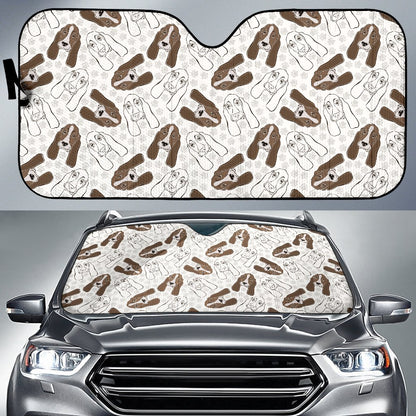 Basset Hound Pattern Print Design 01 Car Sun Shade-JORJUNE.COM
