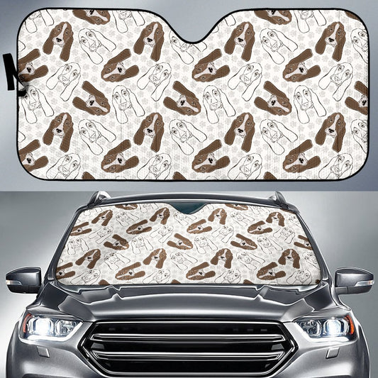 Basset Hound Pattern Print Design 01 Car Sun Shade-JORJUNE.COM