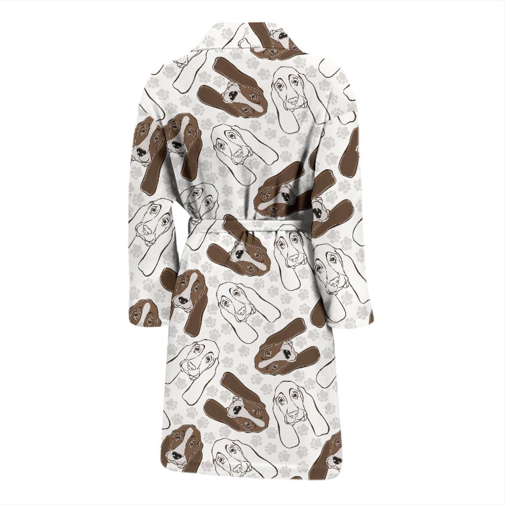Basset Hound Pattern Print Design 01 Men Bathrobe-JORJUNE.COM