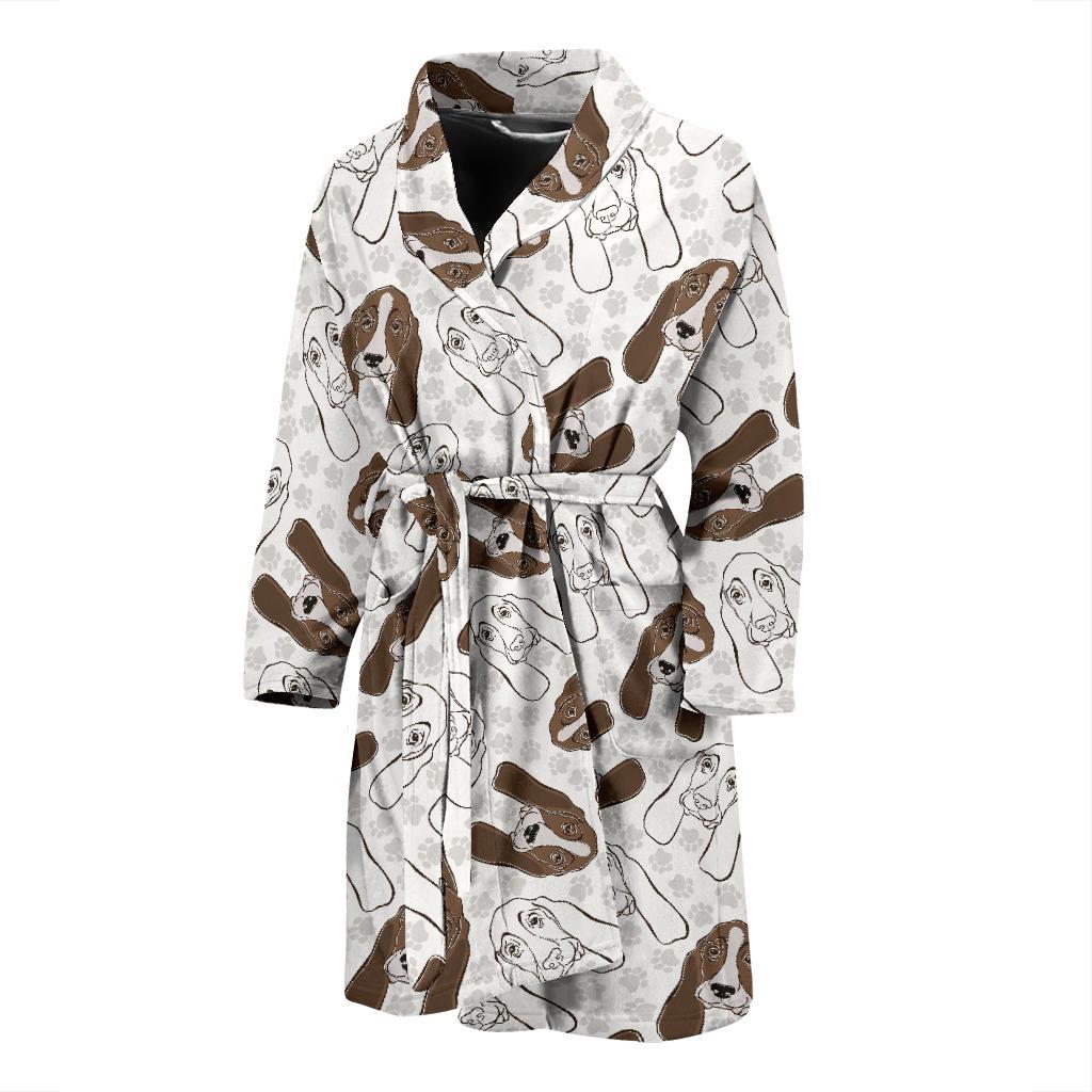 Basset Hound Pattern Print Design 01 Men Bathrobe-JORJUNE.COM