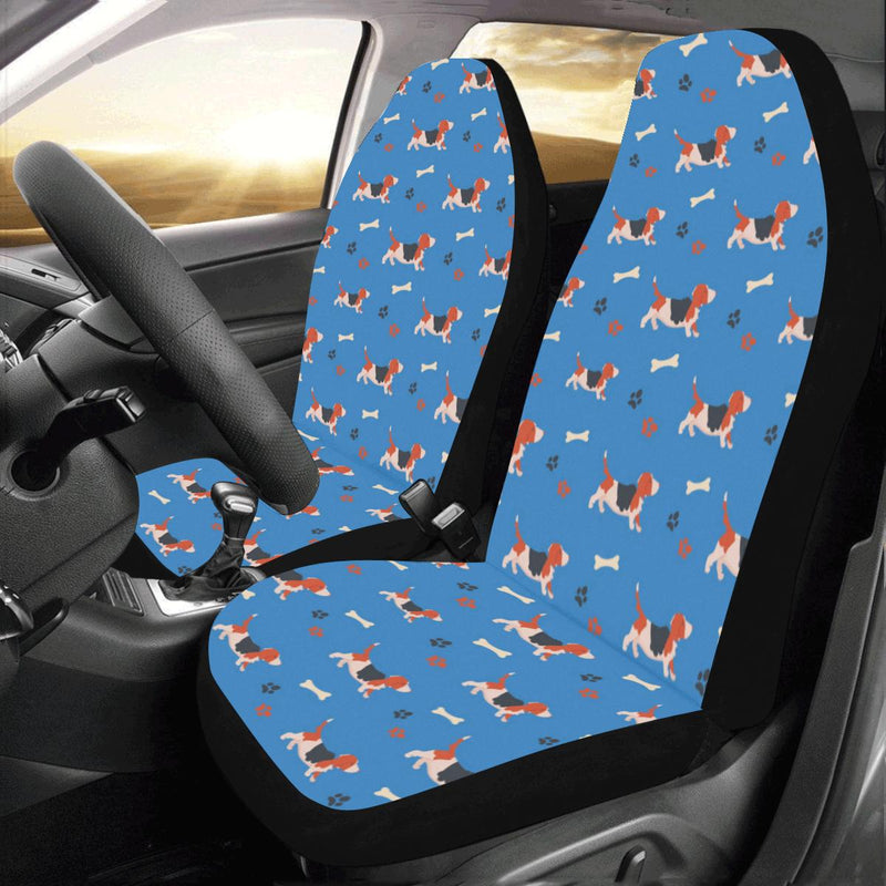 Basset Hound Pattern Print Design 02 Car Seat Covers (Set of 2)-JORJUNE.COM