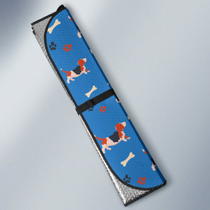 Basset Hound Pattern Print Design 02 Car Sun Shade-JORJUNE.COM