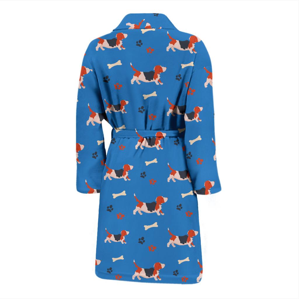 Basset Hound Pattern Print Design 02 Men Bathrobe-JORJUNE.COM