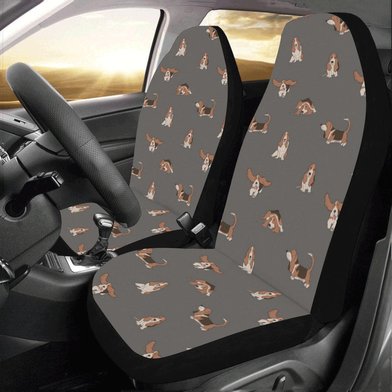 Basset Hound Pattern Print Design 03 Car Seat Covers (Set of 2)-JORJUNE.COM