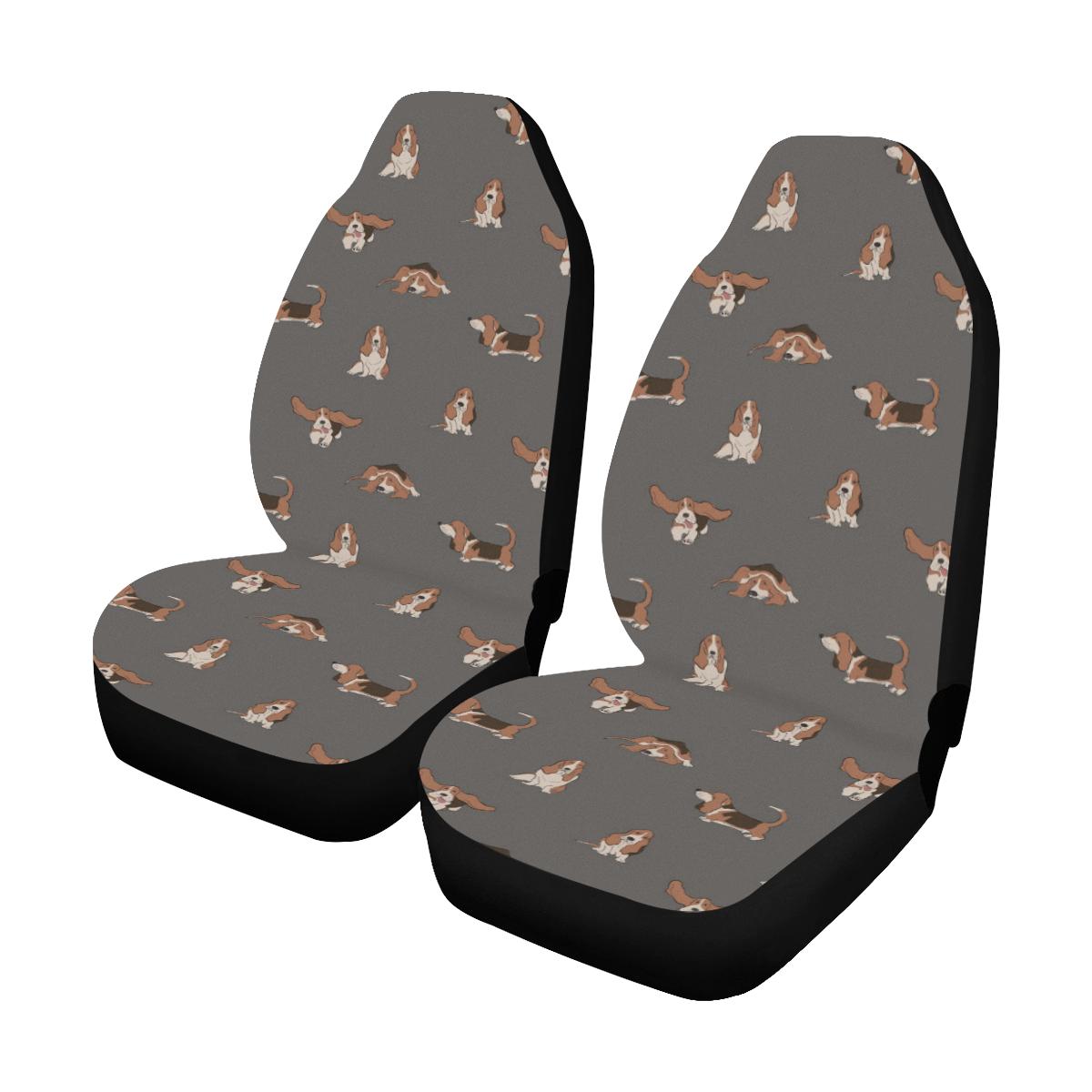 Basset Hound Pattern Print Design 03 Car Seat Covers (Set of 2)-JORJUNE.COM
