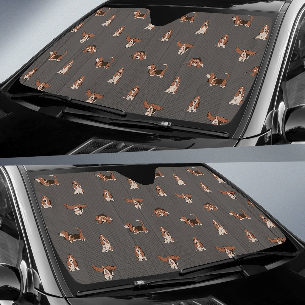 Basset Hound Pattern Print Design 03 Car Sun Shade-JORJUNE.COM