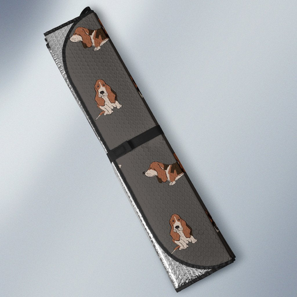 Basset Hound Pattern Print Design 03 Car Sun Shade-JORJUNE.COM
