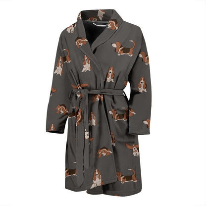 Basset Hound Pattern Print Design 03 Men Bathrobe-JORJUNE.COM