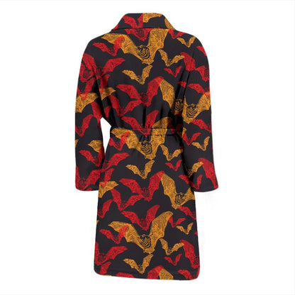 Bat Pattern Print Design 01 Men Bathrobe-JORJUNE.COM