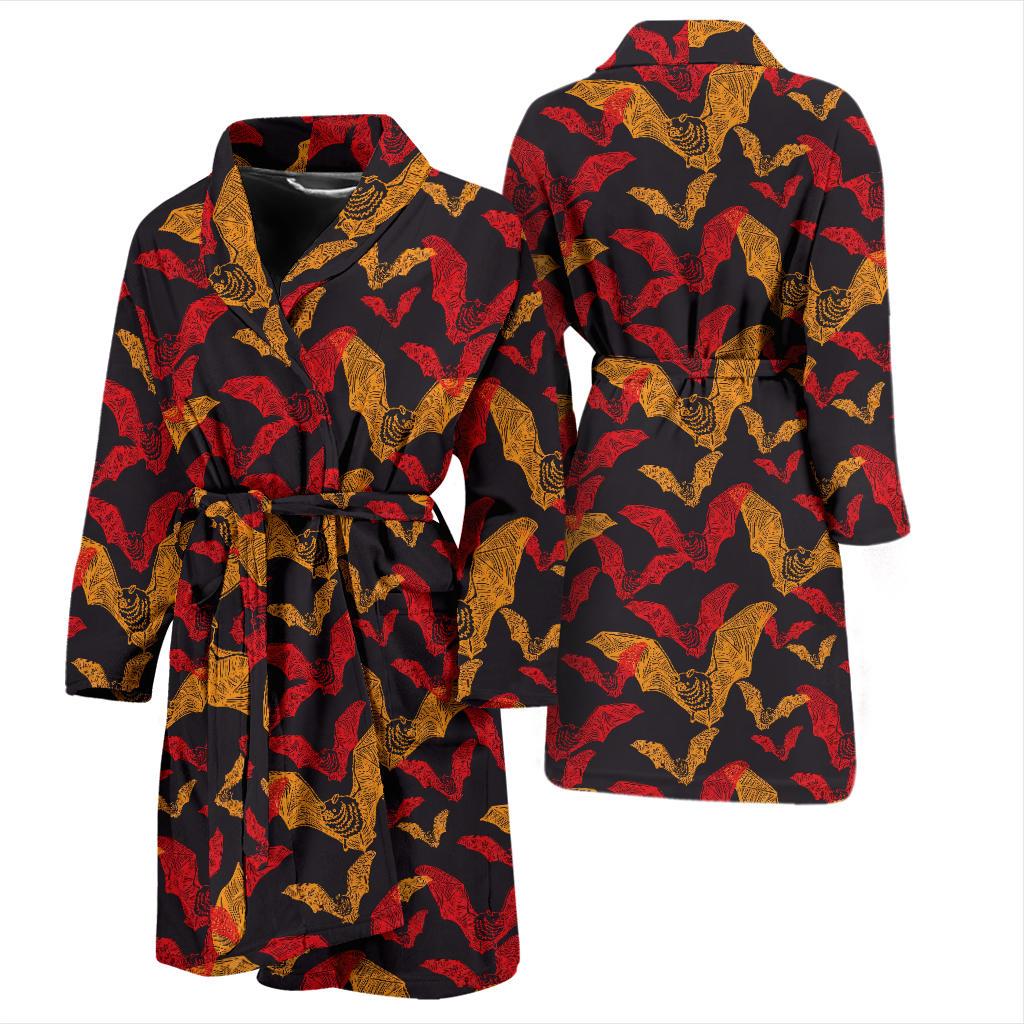 Bat Pattern Print Design 01 Men Bathrobe-JORJUNE.COM