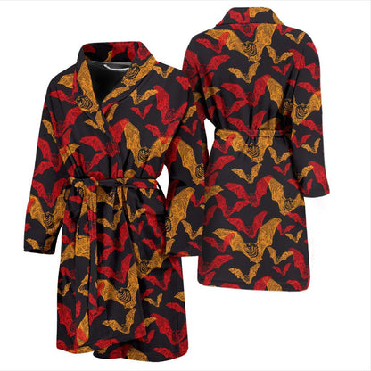 Bat Pattern Print Design 01 Men Bathrobe-JORJUNE.COM