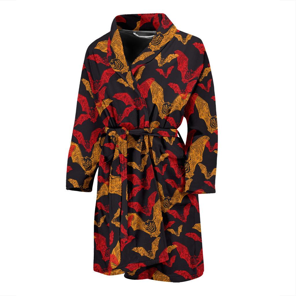 Bat Pattern Print Design 01 Men Bathrobe-JORJUNE.COM