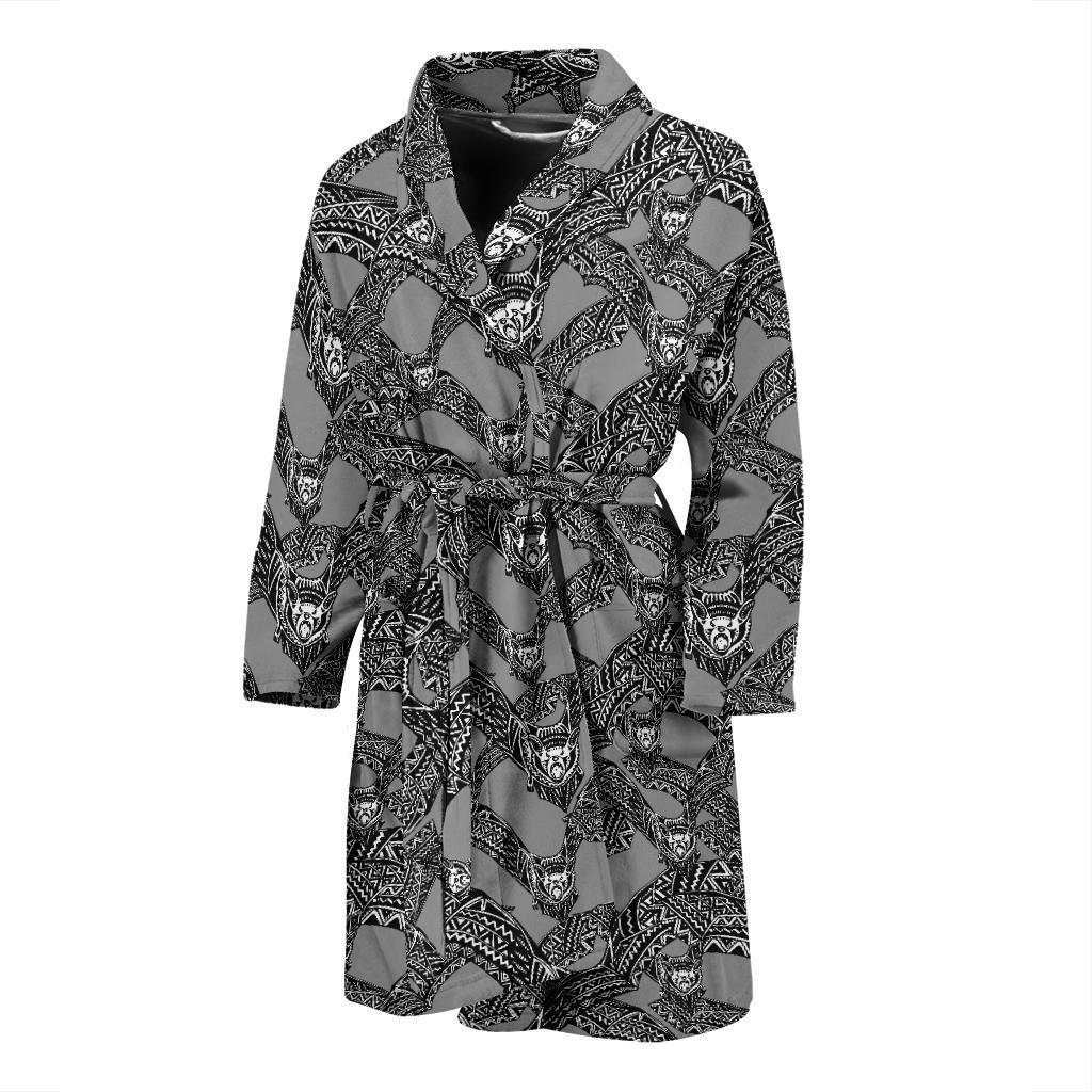 Bat Pattern Print Design 04 Men Bathrobe-JORJUNE.COM
