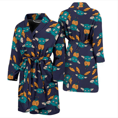 Bat Pattern Print Design 07 Men Bathrobe-JORJUNE.COM