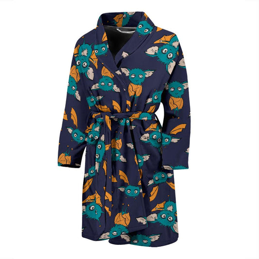 Bat Pattern Print Design 07 Men Bathrobe-JORJUNE.COM