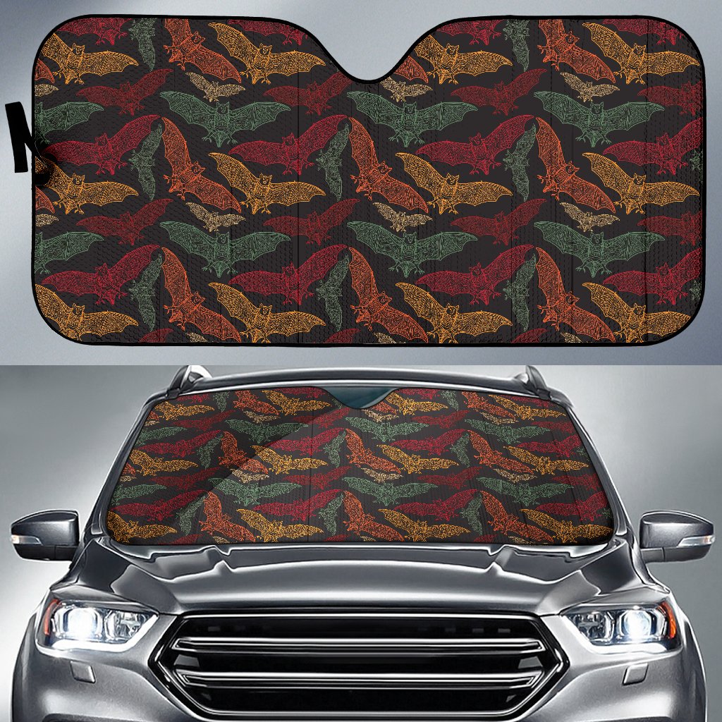 Bat Tribal Pattern Print Design 03 Car Sun Shade-JORJUNE.COM
