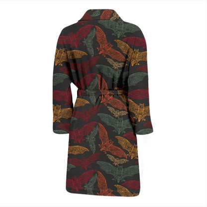 Bat Tribal Pattern Print Design 03 Men Bathrobe-JORJUNE.COM