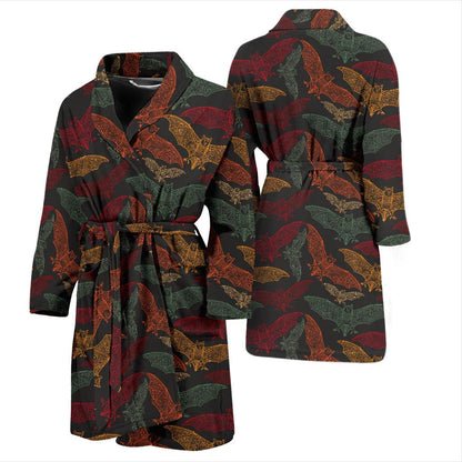 Bat Tribal Pattern Print Design 03 Men Bathrobe-JORJUNE.COM