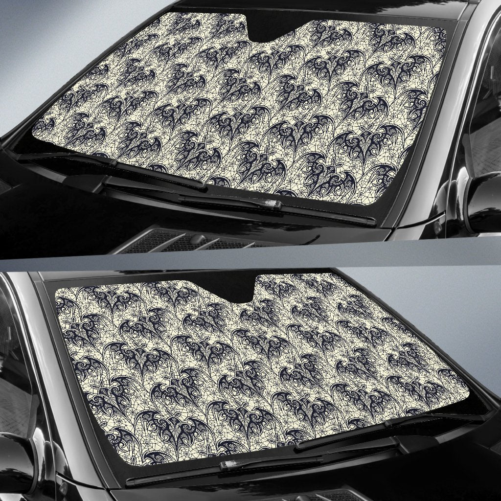 Bat Tribal Pattern Print Design 06 Car Sun Shade-JORJUNE.COM