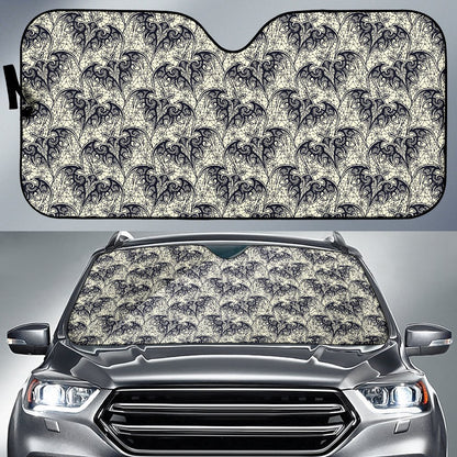 Bat Tribal Pattern Print Design 06 Car Sun Shade-JORJUNE.COM