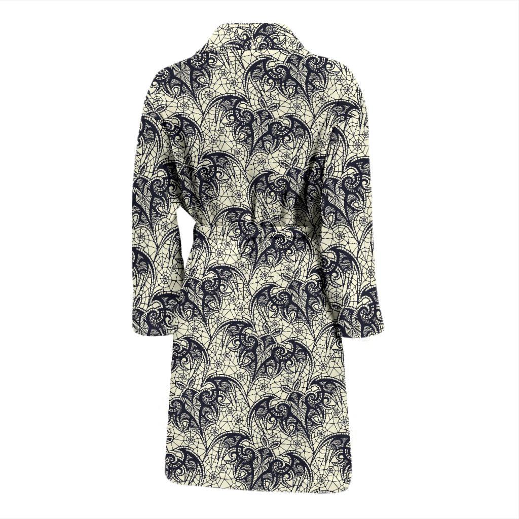 Bat Tribal Pattern Print Design 06 Men Bathrobe-JORJUNE.COM