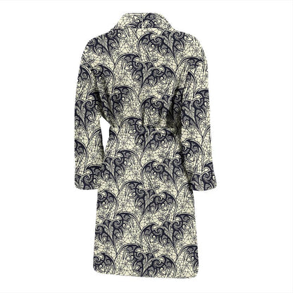 Bat Tribal Pattern Print Design 06 Men Bathrobe-JORJUNE.COM