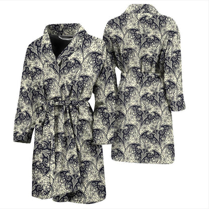 Bat Tribal Pattern Print Design 06 Men Bathrobe-JORJUNE.COM