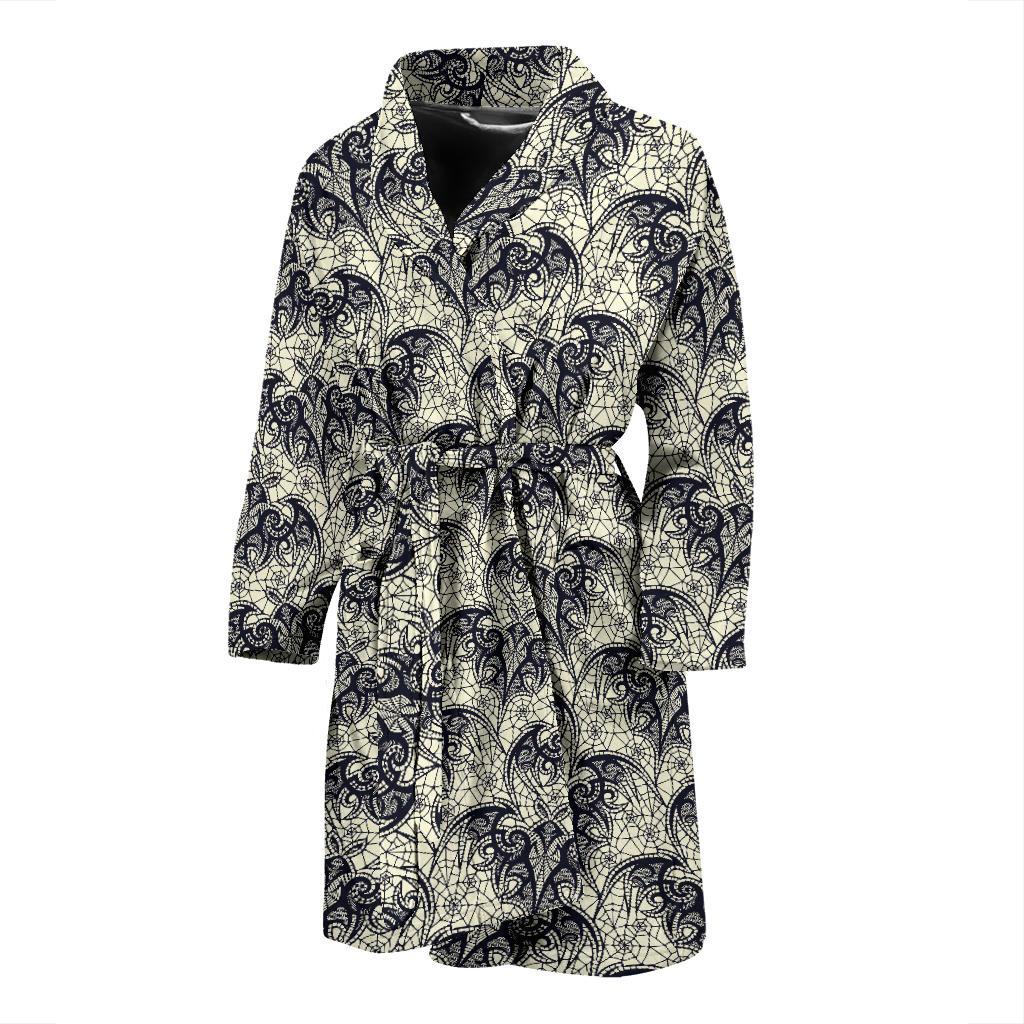 Bat Tribal Pattern Print Design 06 Men Bathrobe-JORJUNE.COM