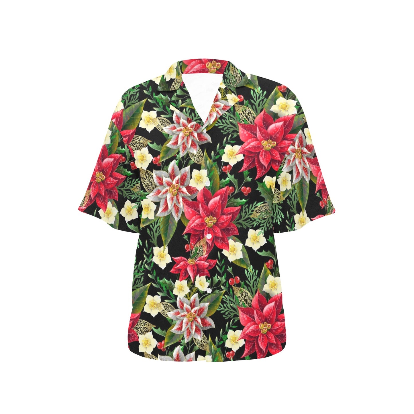 Poinsettia Pattern Print Design POT05 Women's Hawaiian Shirt
