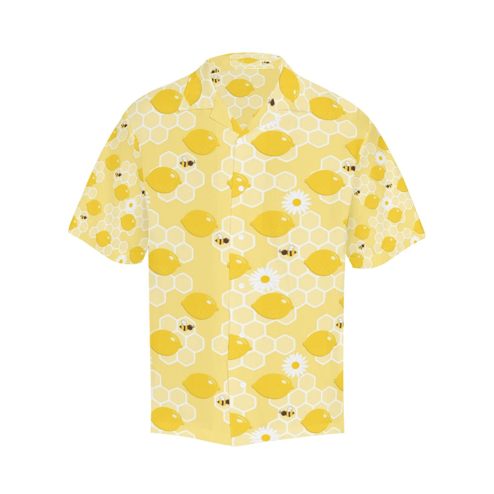 Honey Bee Honeycomb Print Design LKS3010 Men's Hawaiian Shirt