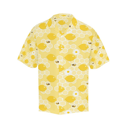 Honey Bee Honeycomb Print Design LKS3010 Men's Hawaiian Shirt