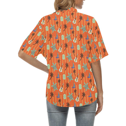 Ukulele Print Design LKS402 Women's Hawaiian Shirt
