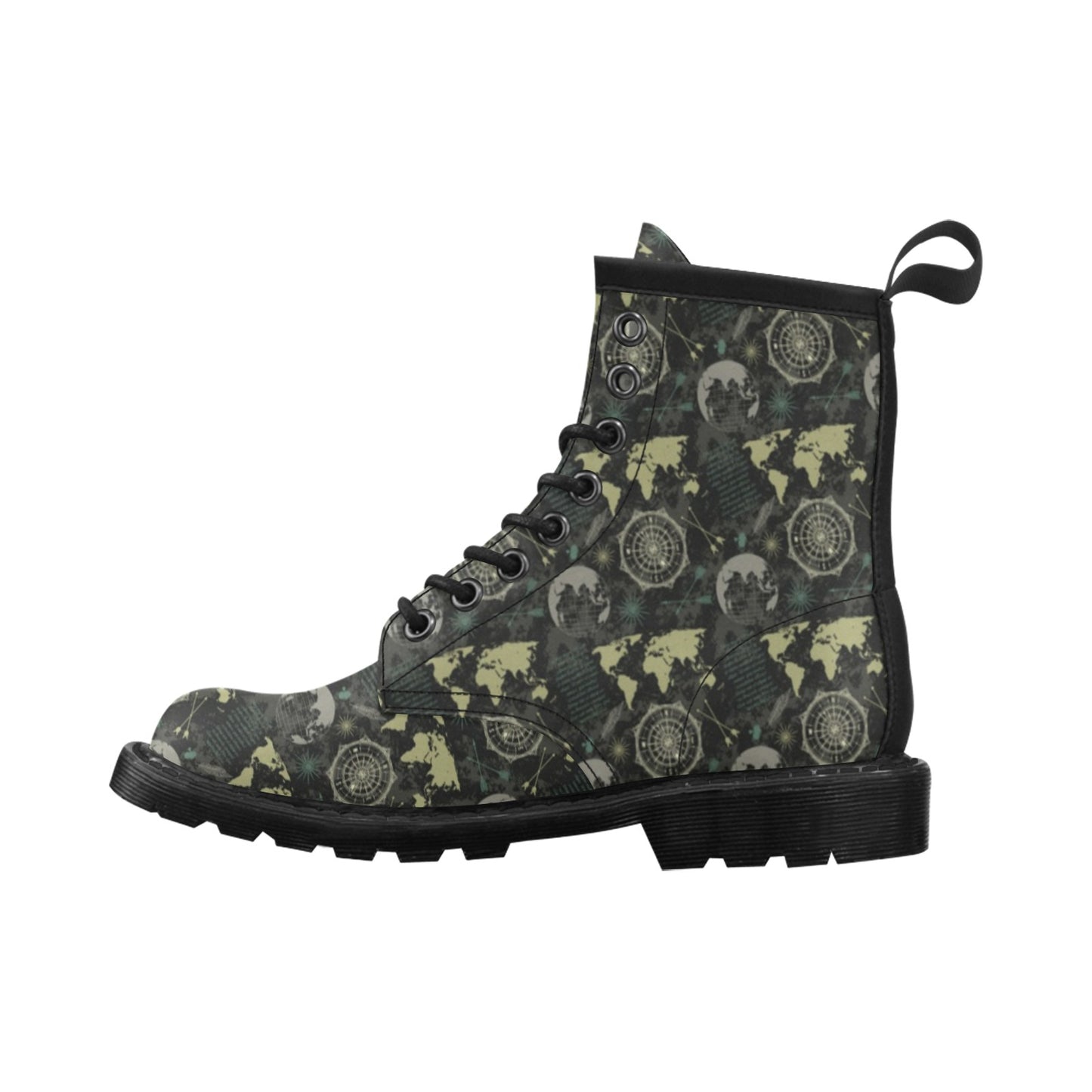 World Map Print Design LKS303 Women's Boots