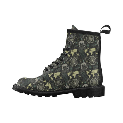 World Map Print Design LKS303 Women's Boots