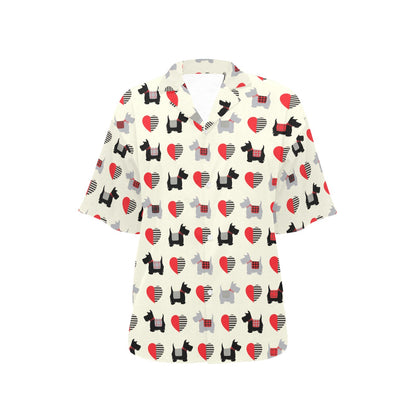 Scottish Terriers Print Design LKS3010 Women's Hawaiian Shirt