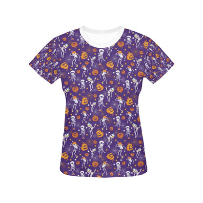 Skeleton Halloween Dance Print Design LKS304 Women's  T-shirt
