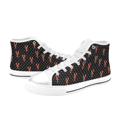 Lobster Print Design LKS401 High Top Women's White Shoes