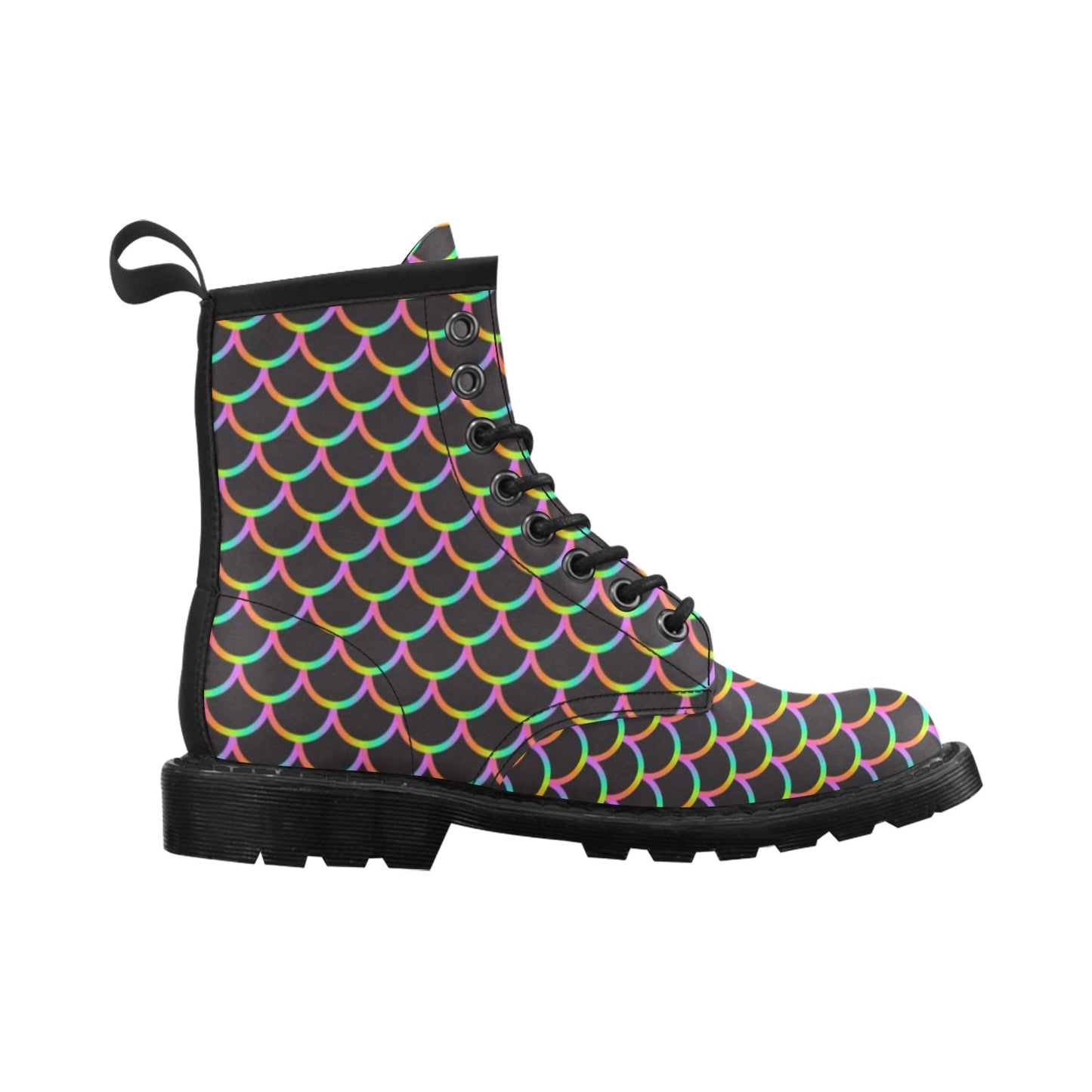 Mermaid Tail Rainbow Design Print Women's Boots