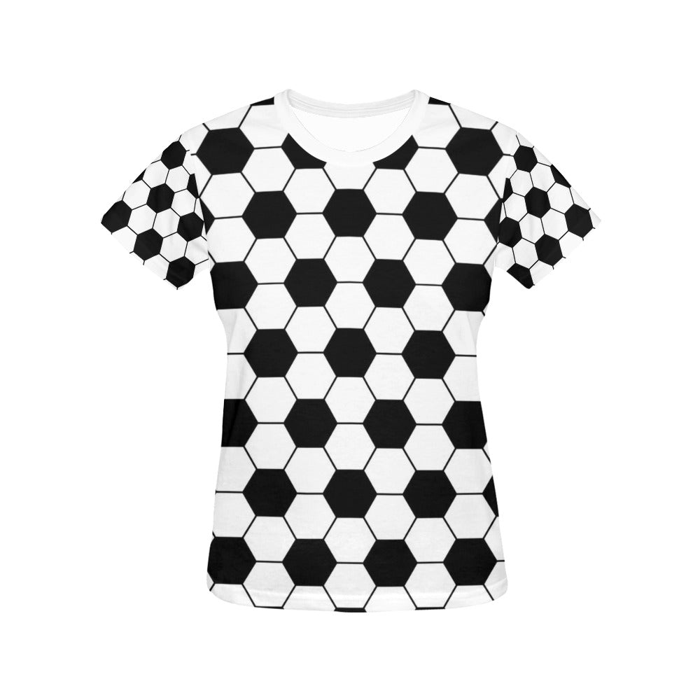 Soccer Ball Texture Print Design LKS303 Women's  T-shirt