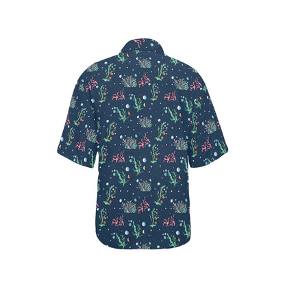 Seaweed Print Design LKS306 Women's Hawaiian Shirt