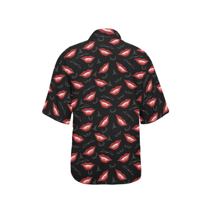 Vampire Lips Print Design LKS301 Women's Hawaiian Shirt