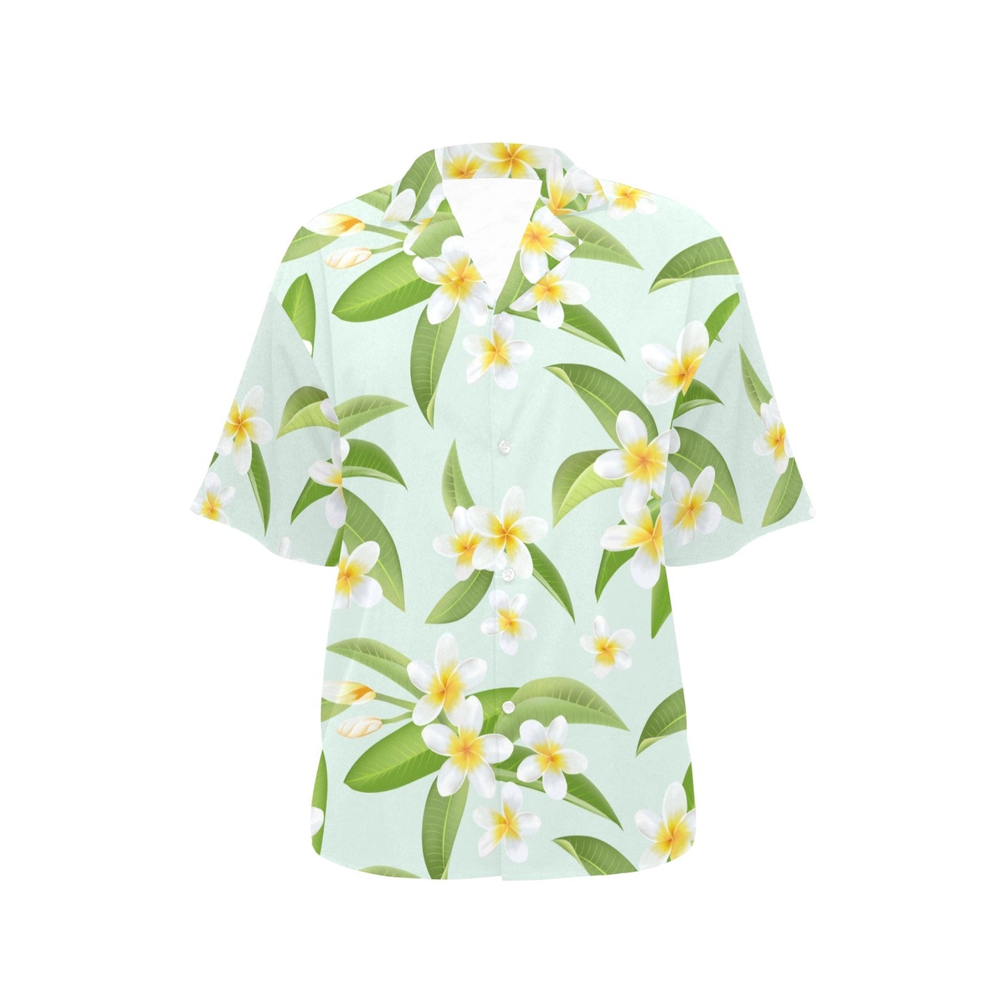Yellow Plumeria Pattern Print Design PM024 Women's Hawaiian Shirt