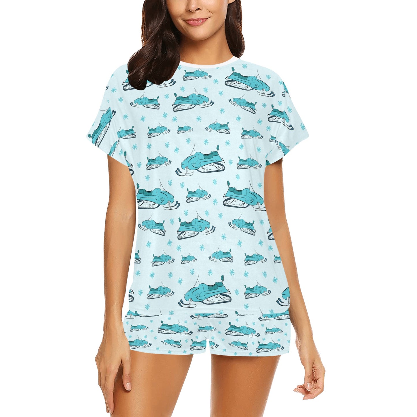 Snowmobile Print Design LKS301 Women's Short Pajama Set