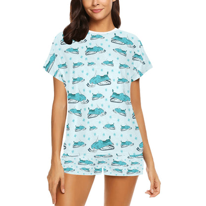 Snowmobile Print Design LKS301 Women's Short Pajama Set