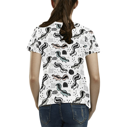 Skunk Print Design LKS303 Women's  T-shirt