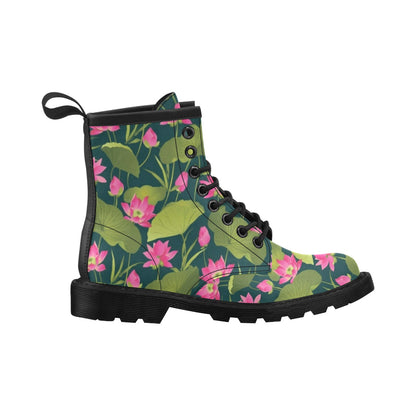 Water Lily Pattern Print Design WL09 Women's Boots