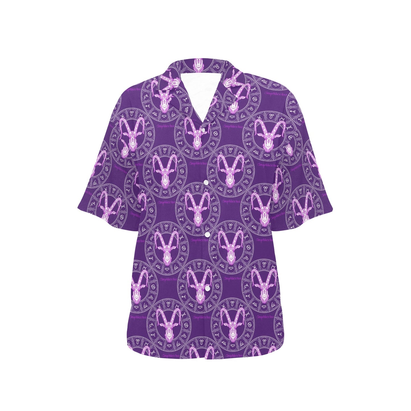 Capricorn Zodiac Pattern Print Design 04 Women's Hawaiian Shirt
